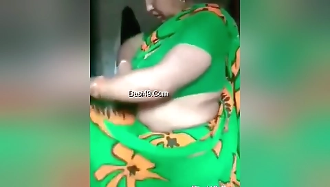 Today Exclusive- Desi Boudi Wearing Cloths After Bathing