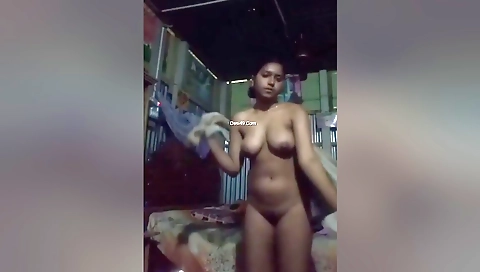 Today Exclusive- Desi Village Girl Showing Her Boobs And Pussy To Lover 1