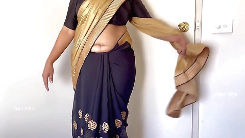 Horny Indian Saree Seduction - Solo Boobs Pleasure - Wife Ready To Be Fucked Hard