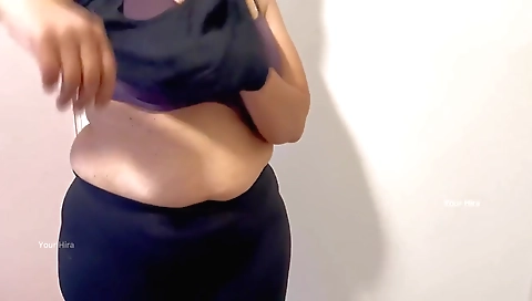 My Big Milk Jugs Held By Bra And Tank Top - Indian In Dressing Room